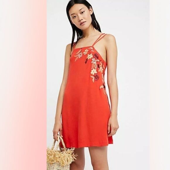 Free People Embroidered Flower Fields Mini Dress Size SP - Picture 2 of 8